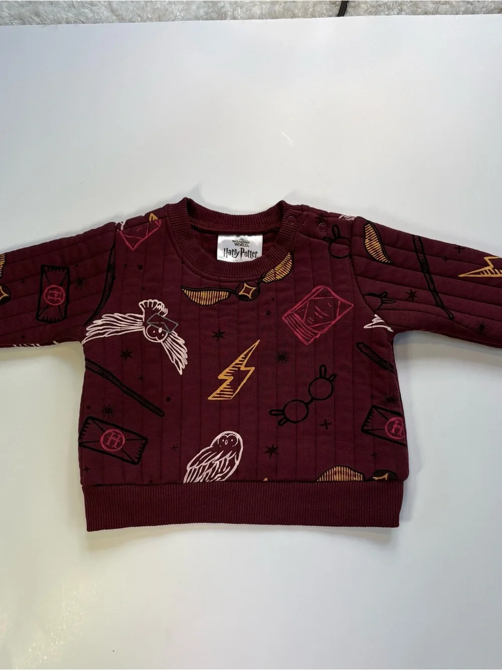 Harry Potter Kids Burgundy Print Quilted Pullover